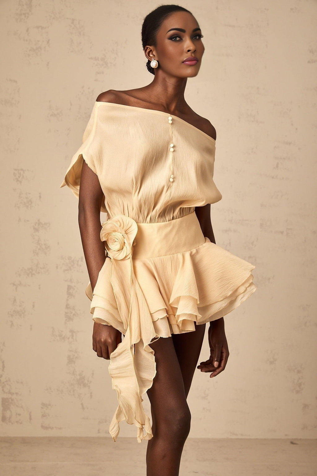 Mariah Floral Appliqué Mini Dress