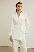 Mariah Jacket Mariah Wool Bow Embellished White & Crystal Coat