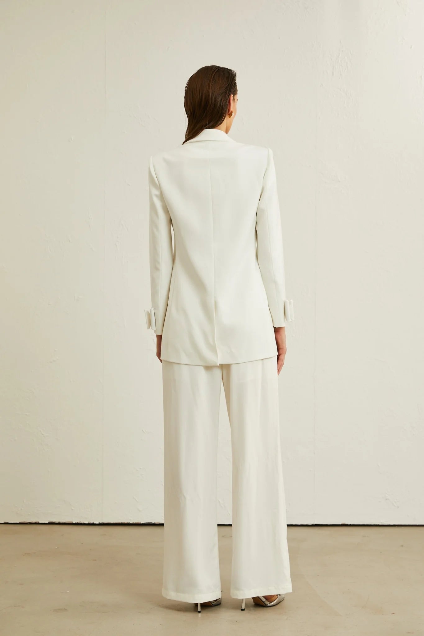 Mariah Jacket Mariah Wool Bow Embellished White & Crystal Coat