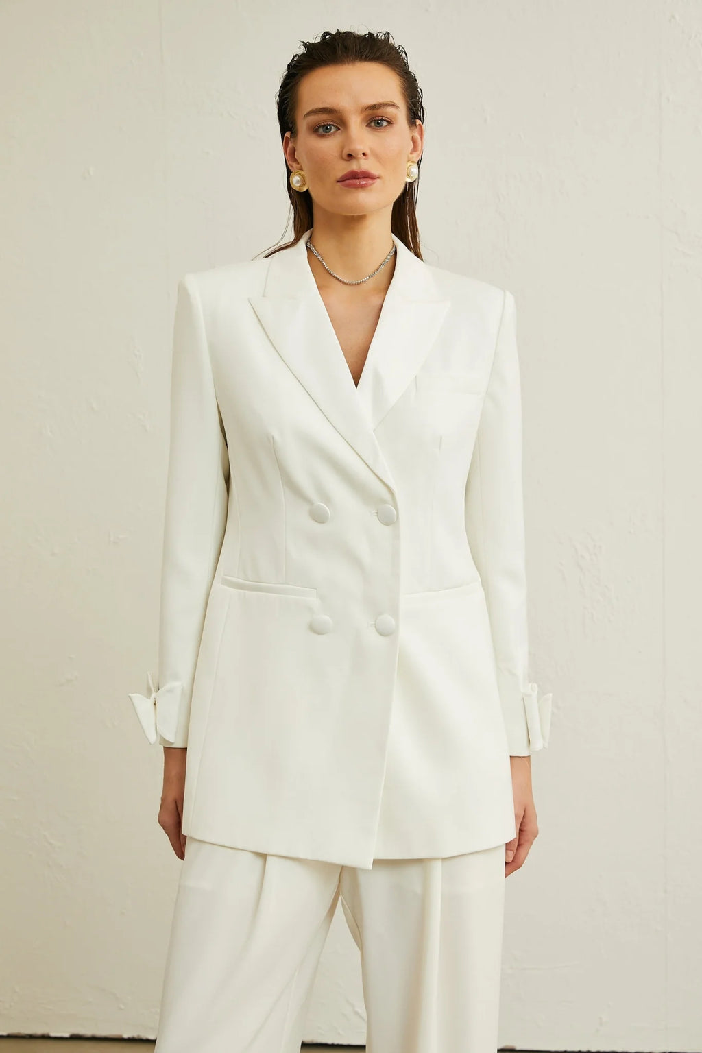 Mariah Jacket - V neck design - Long sleeves - Elegant bow detailing - Crystal embellishment