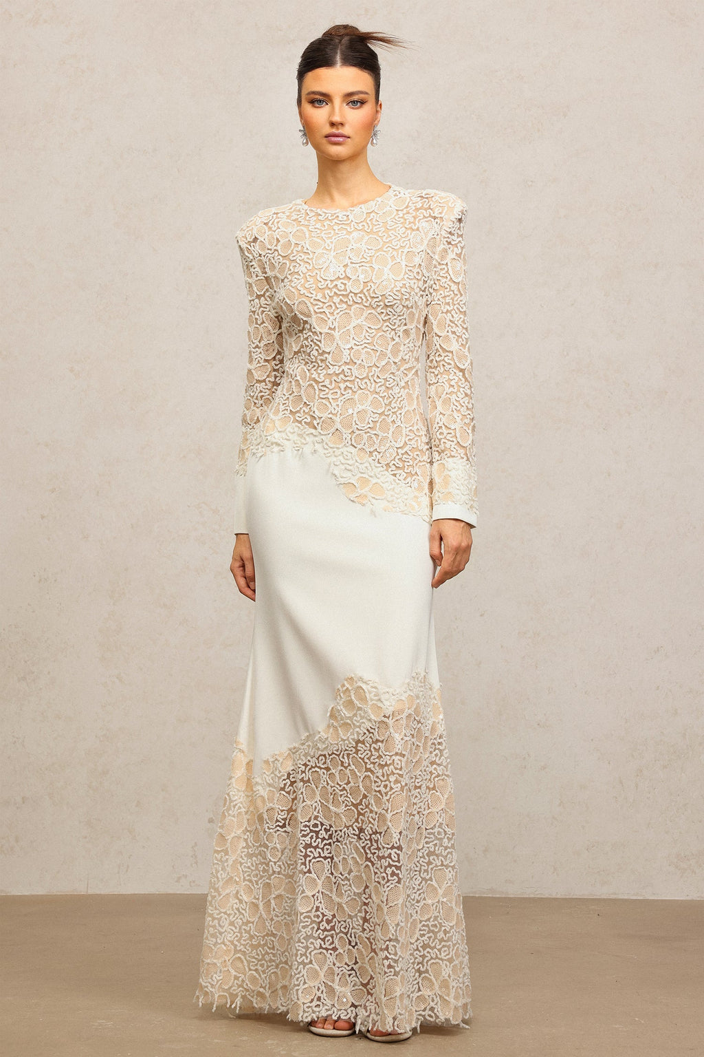 Mariah White Embroidery Lace Maxi Dress