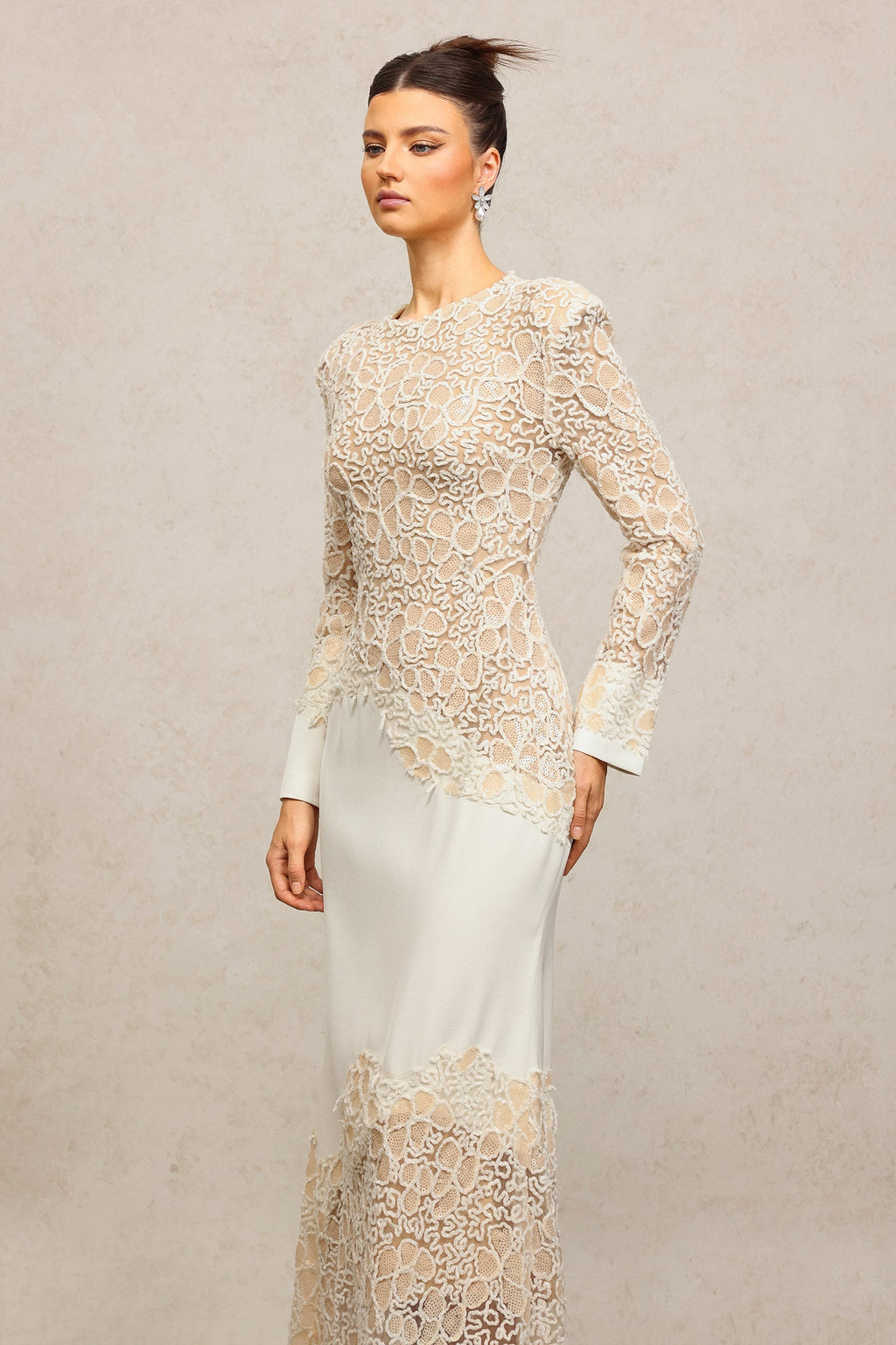 Mariah White Lace Embroidered Maxi Dress