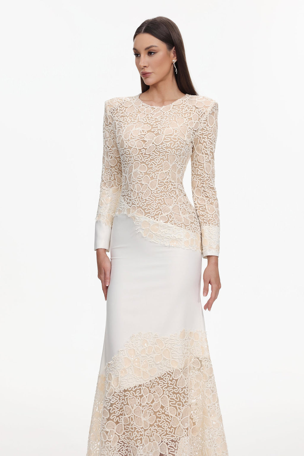 Mariah White Lace Maxi Dress for Formal Occasions