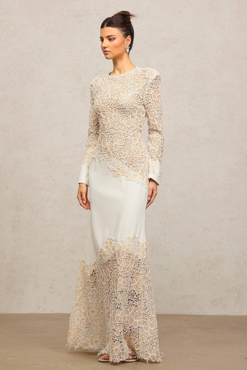 Mariah White Lace Maxi Dress for Formal Occasions