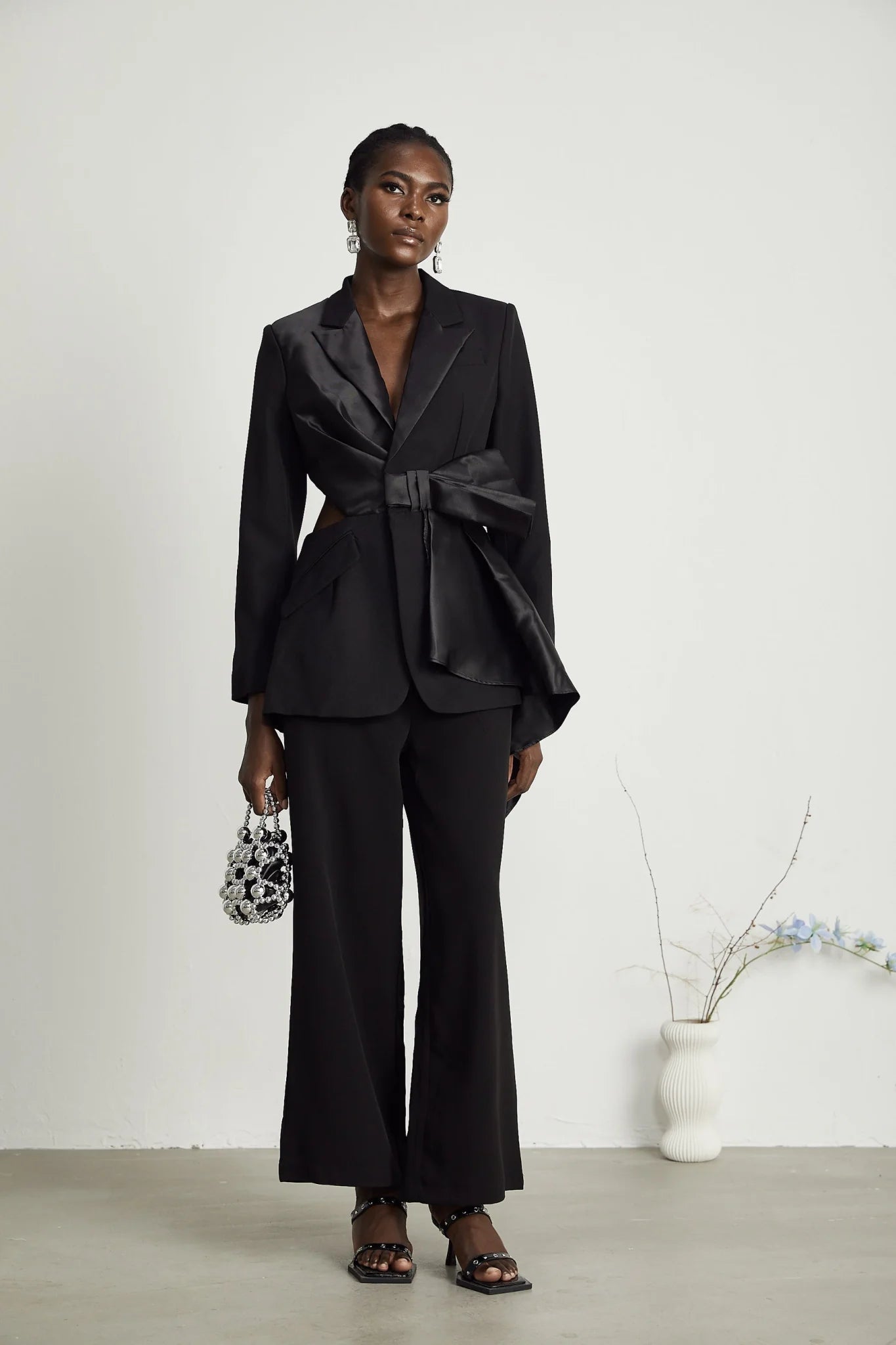 Mariangela Blazer Mariangela Oversize Bow Tie Black Blazer