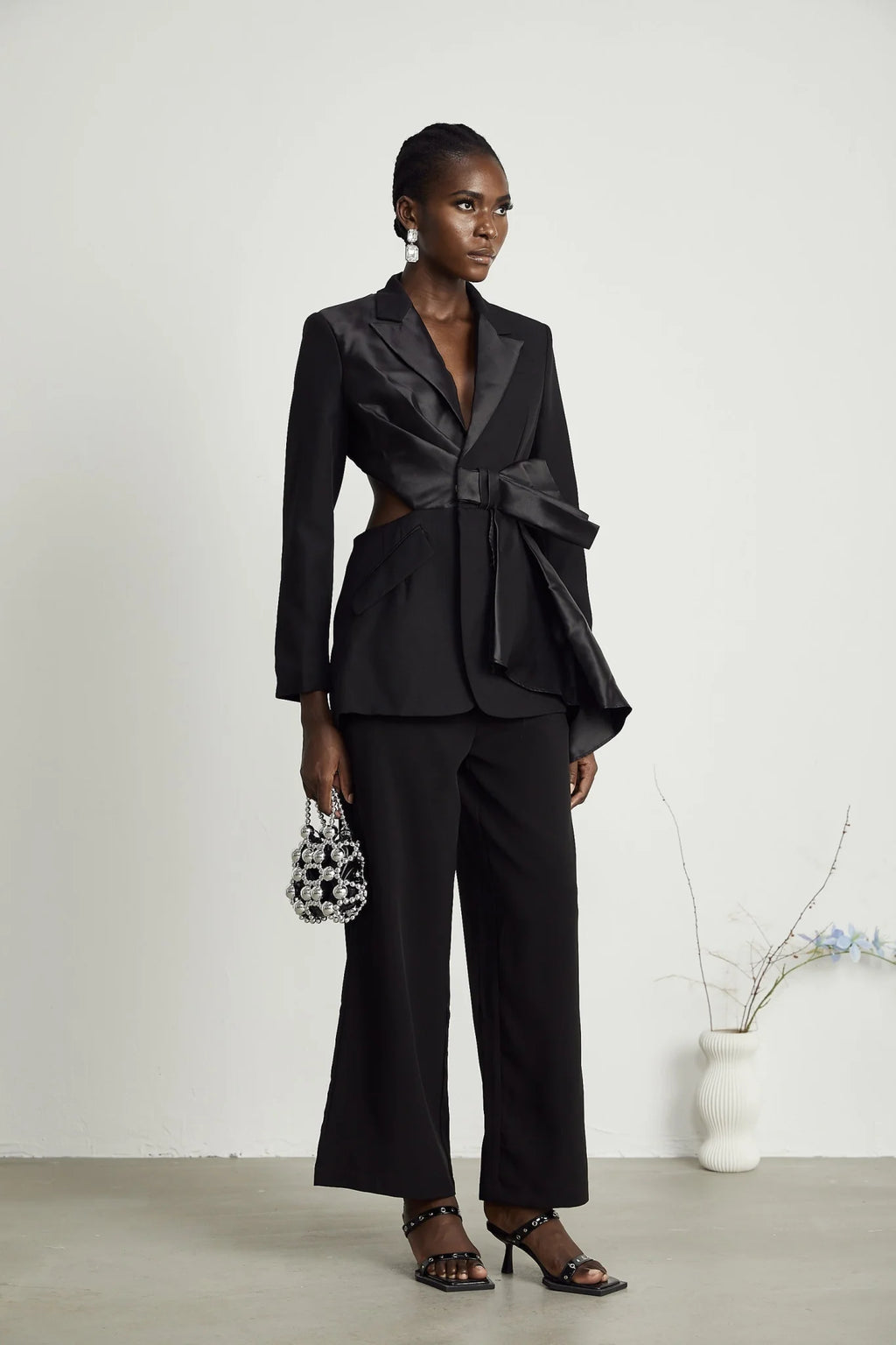 Mariangela Blazer Mariangela Oversize Bow Tie Black Blazer