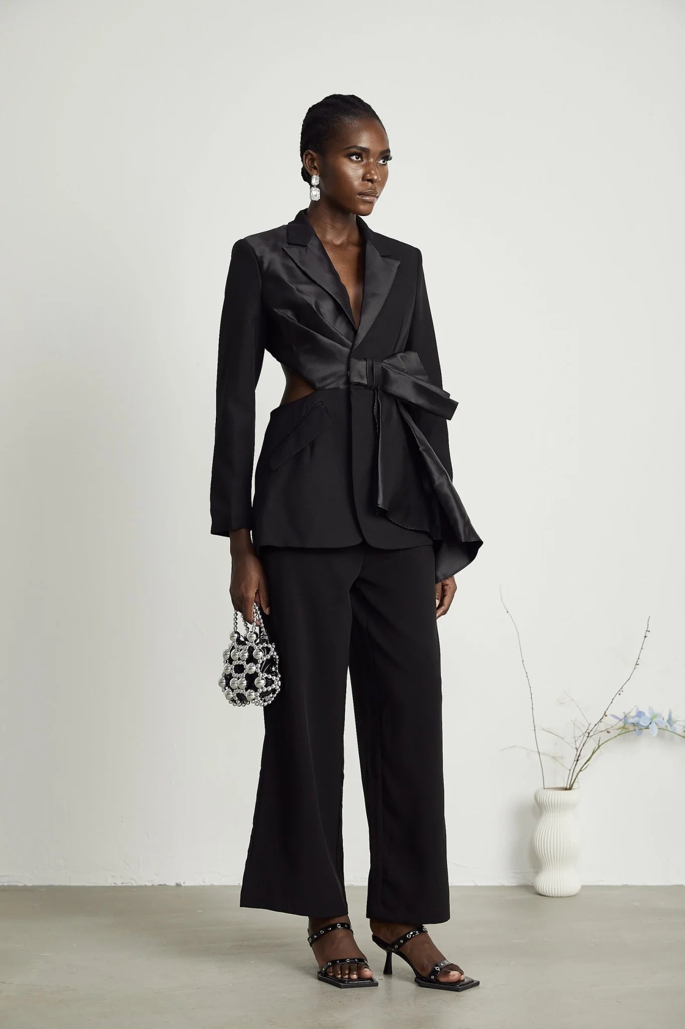 Mariangela Blazer Mariangela Oversize Bow Tie Black Blazer