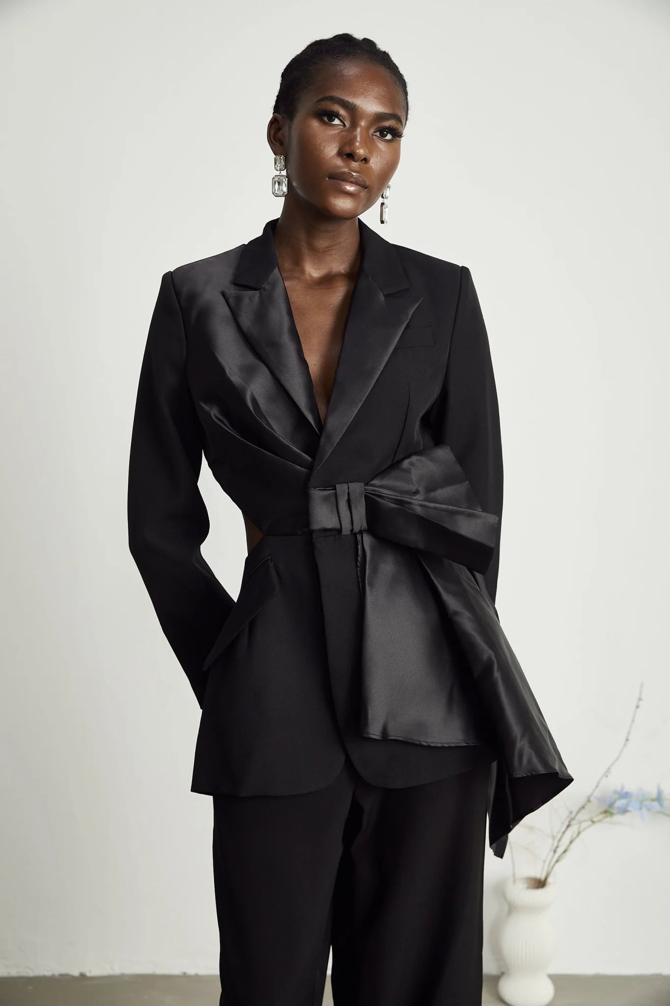 Mariangela Blazer Mariangela Oversize Bow Tie Black Blazer