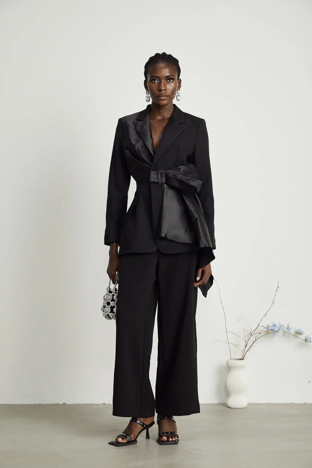 Mariangela Blazer Mariangela Oversize Bow Tie Black Blazer