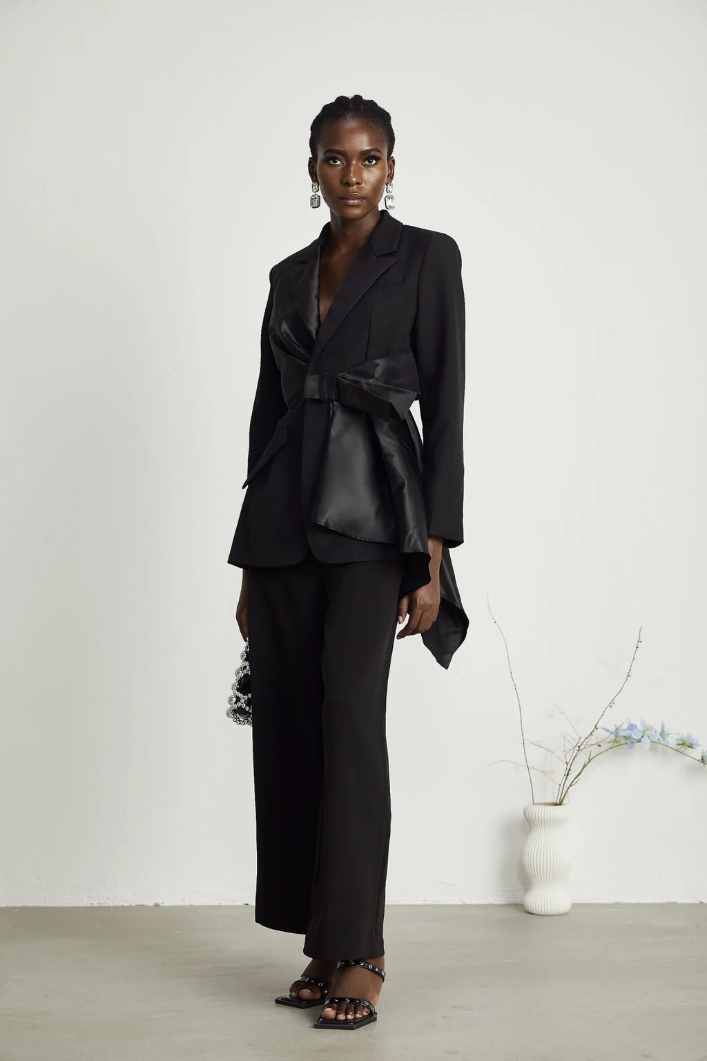 Mariangela Blazer Mariangela Oversize Bow Tie Black Blazer