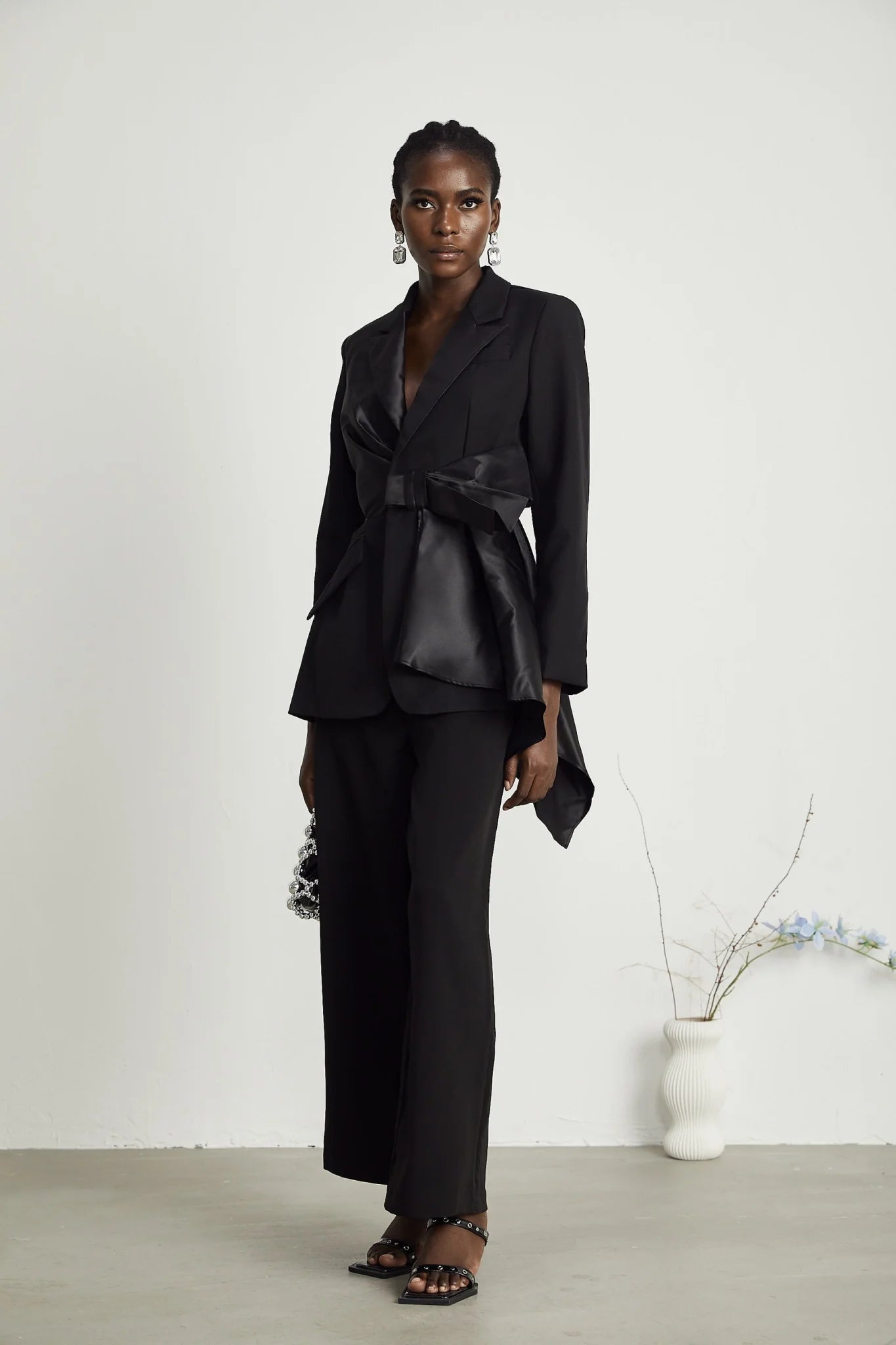 Mariangela Blazer Mariangela Oversize Bow Tie Black Blazer