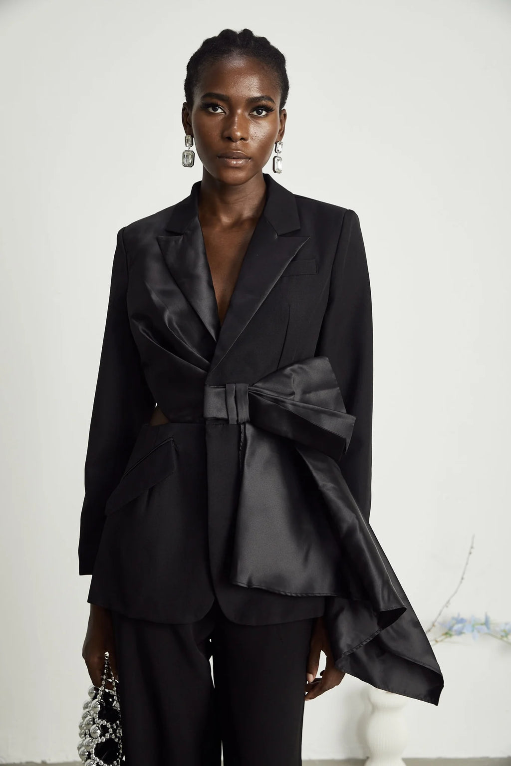 Mariangela Blazer Mariangela Oversize Bow Tie Black Blazer
