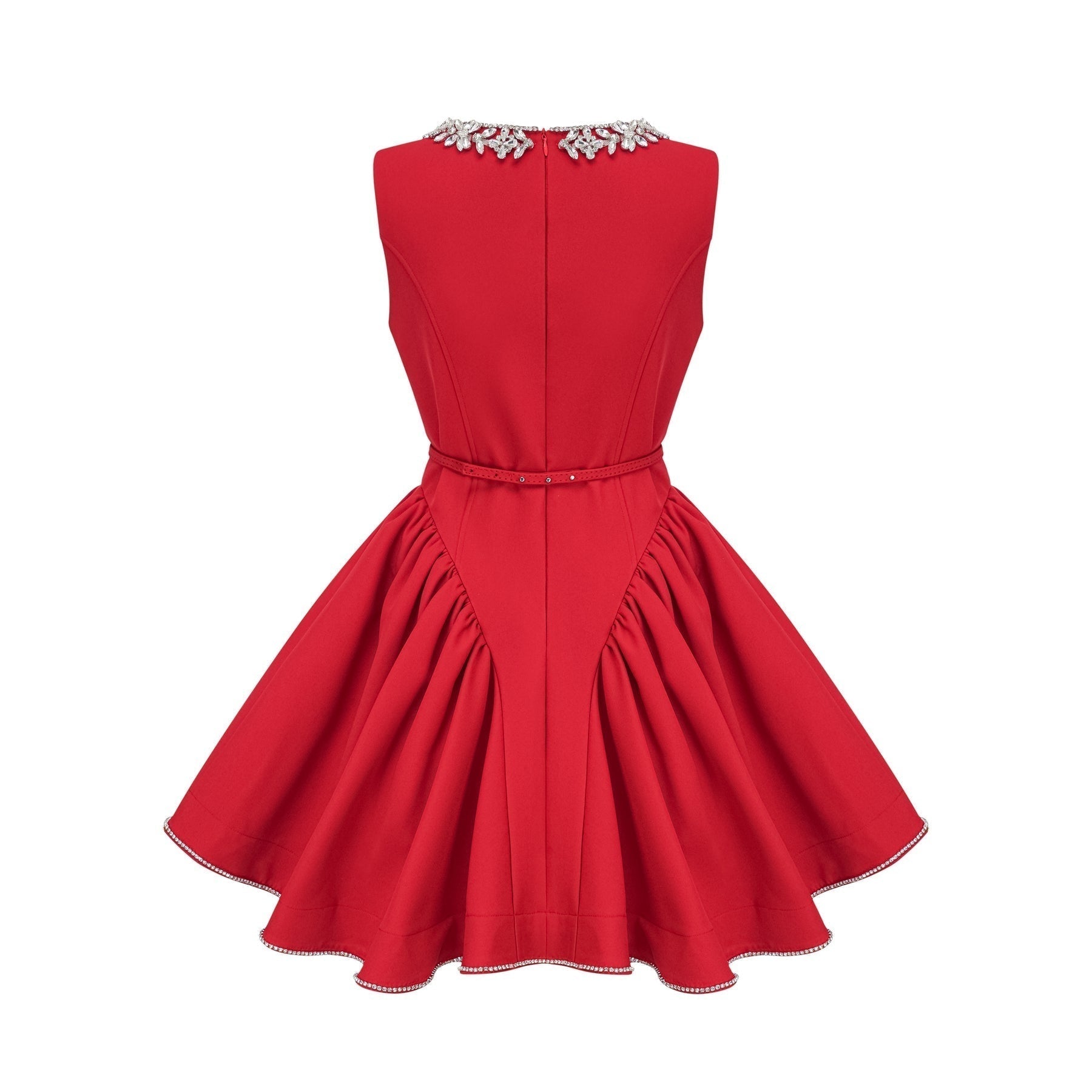 Mariangela Mini Dress Red Crystal Pleated Thigh Length