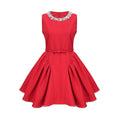 Mariangela Mini Dress Red Crystal Pleated Thigh Length