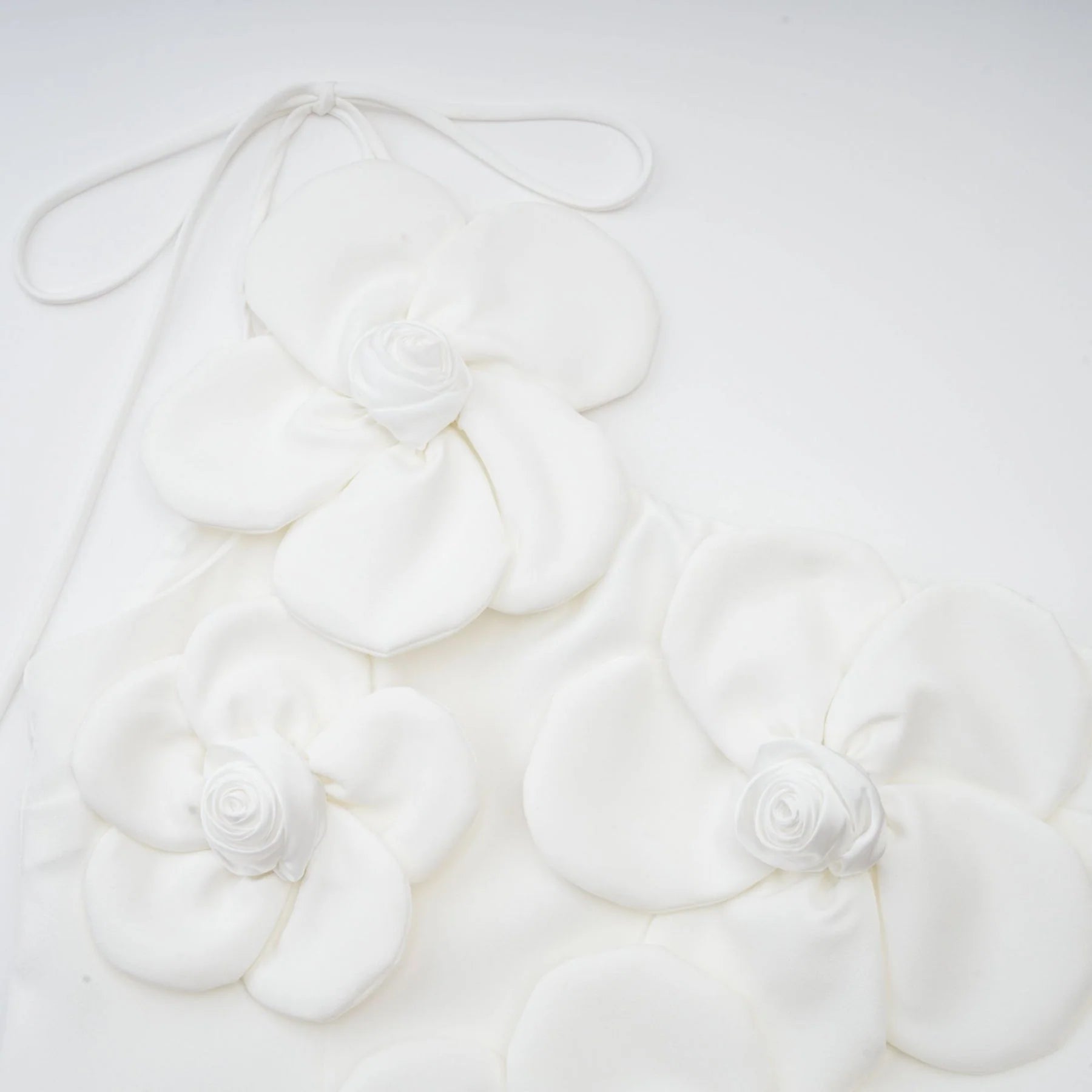 Mariarosa Mini Dress Mariarosa White Faux Flower Tie Side Zip