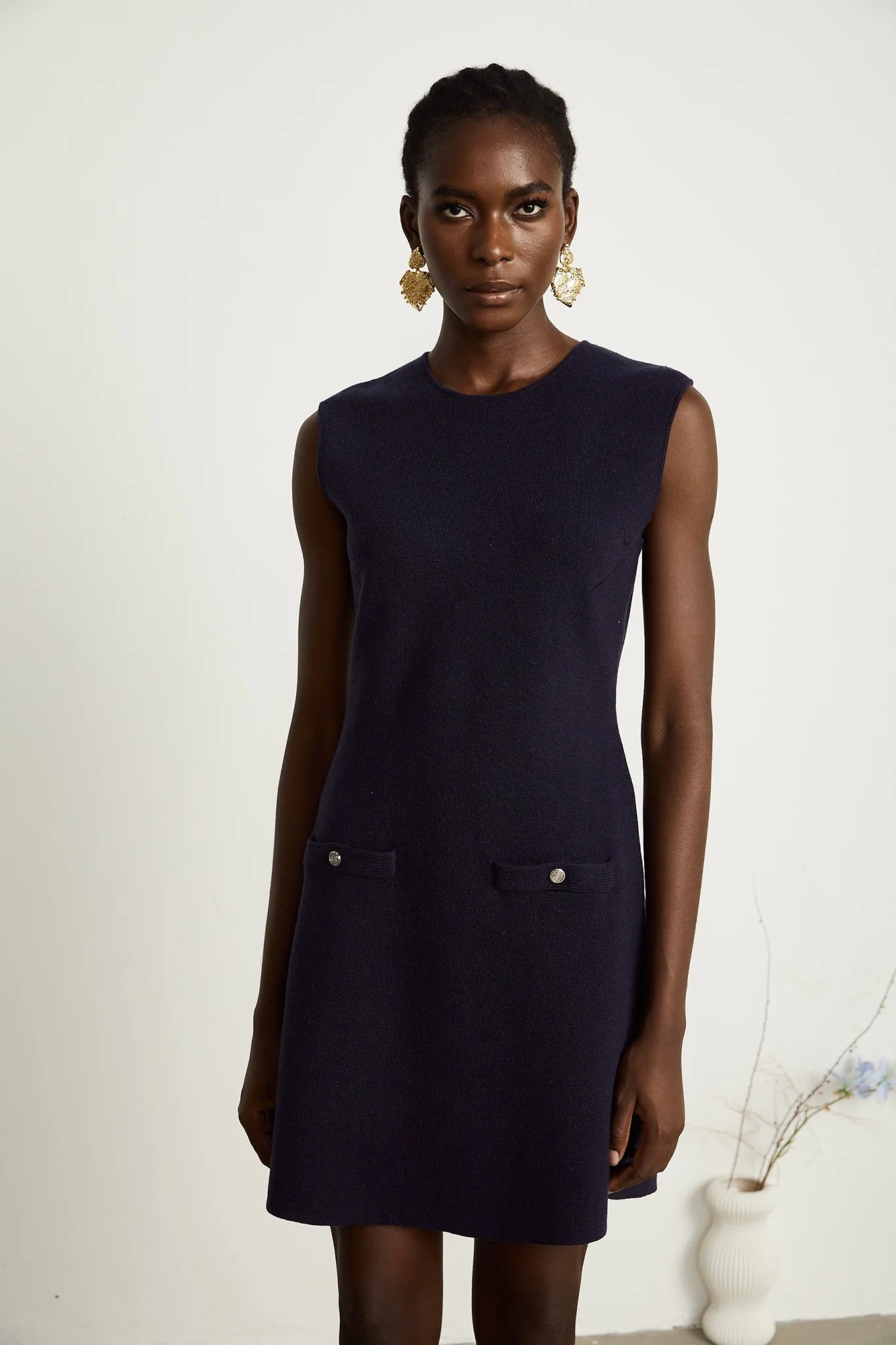 Mariarosa Top & Dress Dark Blue Knitted Matching Set