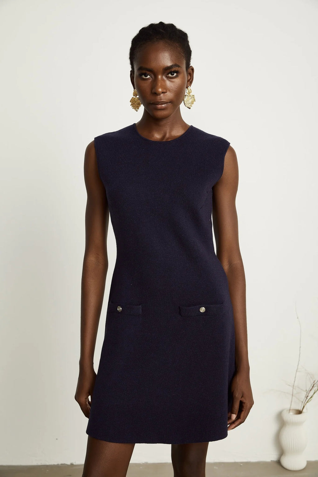 Mariarosa Top & Dress Dark Blue Knitted Matching Set