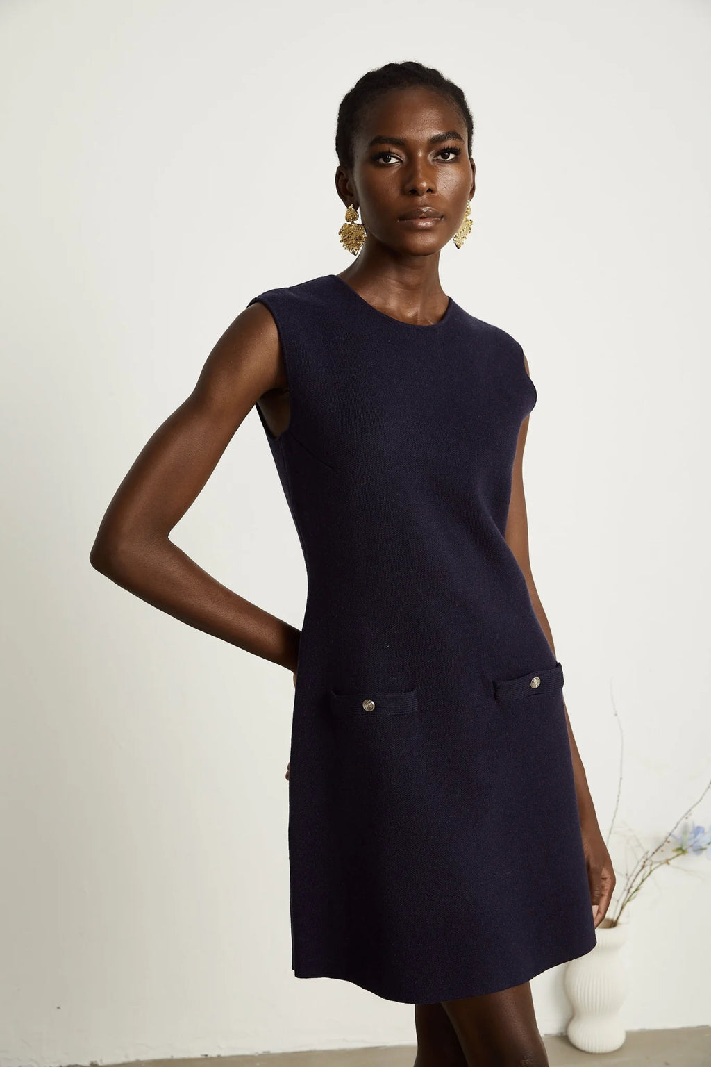 Mariarosa Top & Dress Dark Blue Knitted Matching Set
