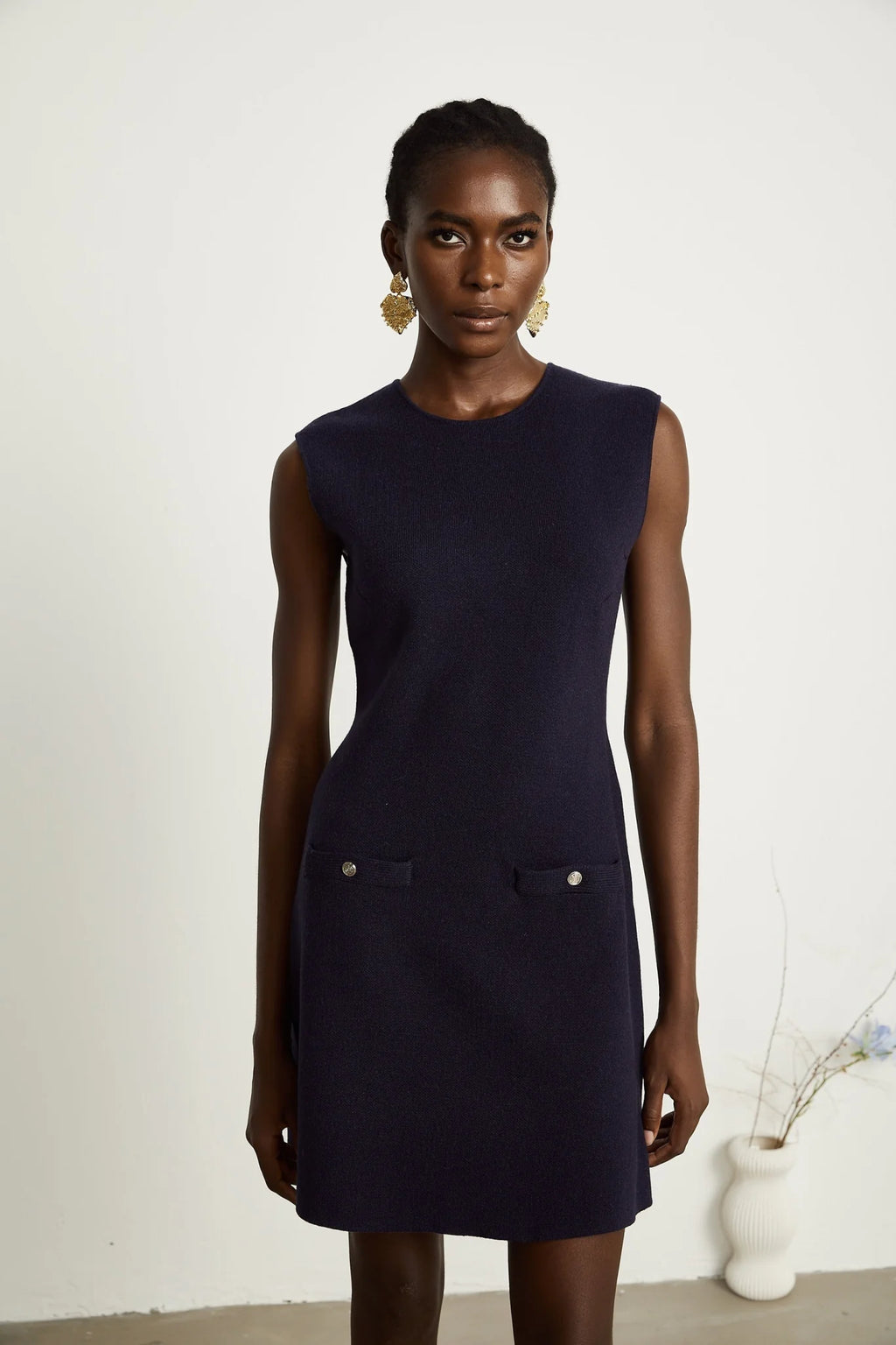 Mariarosa Top & Dress Dark Blue Knitted Matching Set