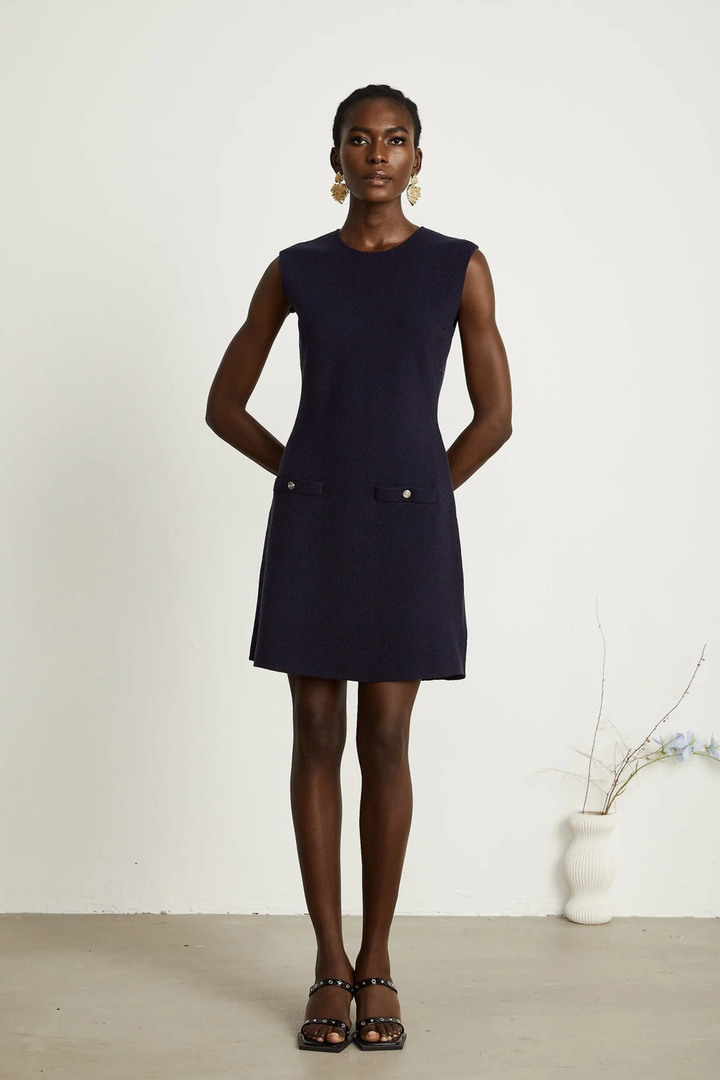 Mariarosa Top & Dress Dark Blue Knitted Matching Set
