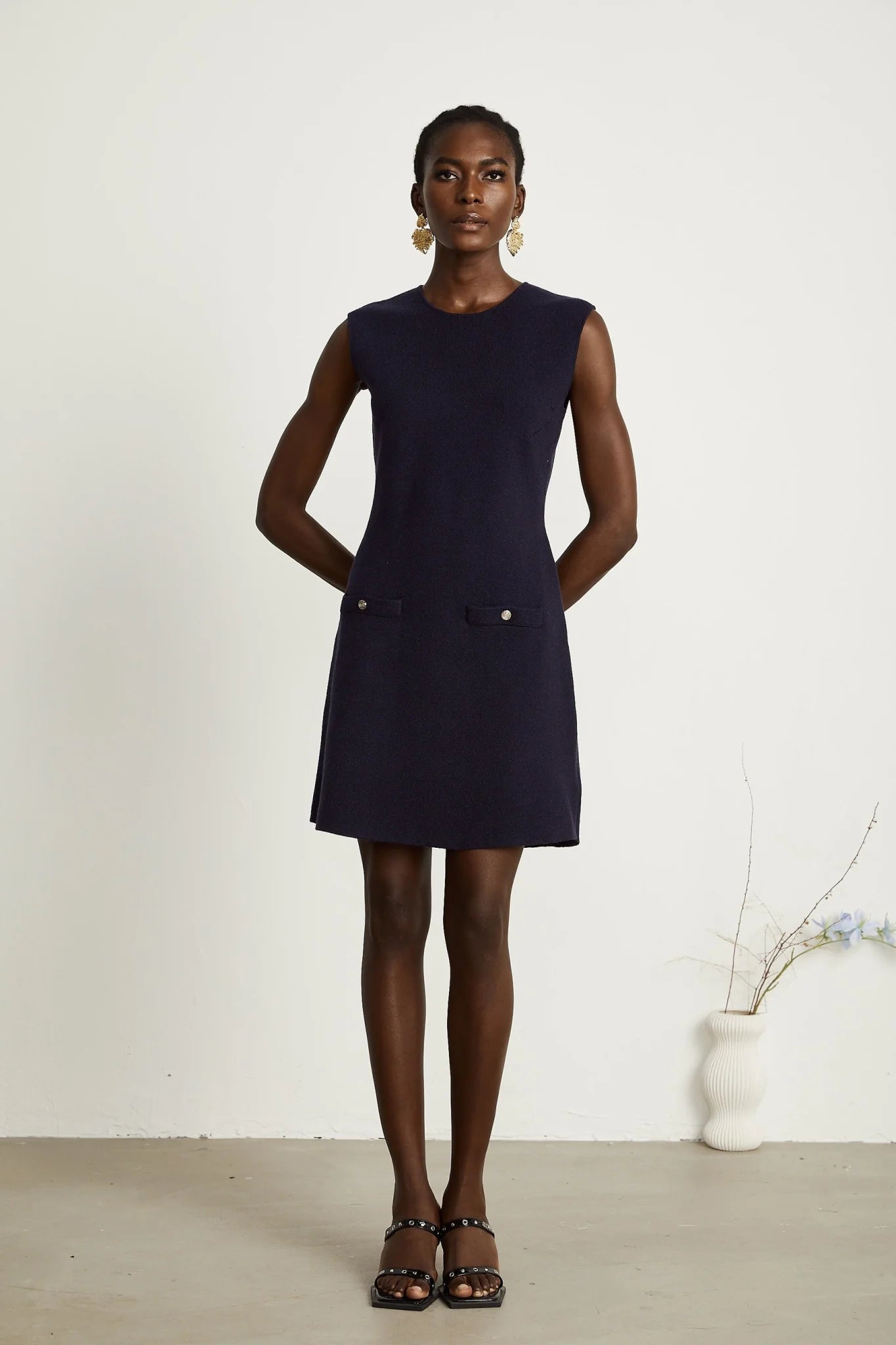 Mariarosa Top & Dress Dark Blue Knitted Matching Set