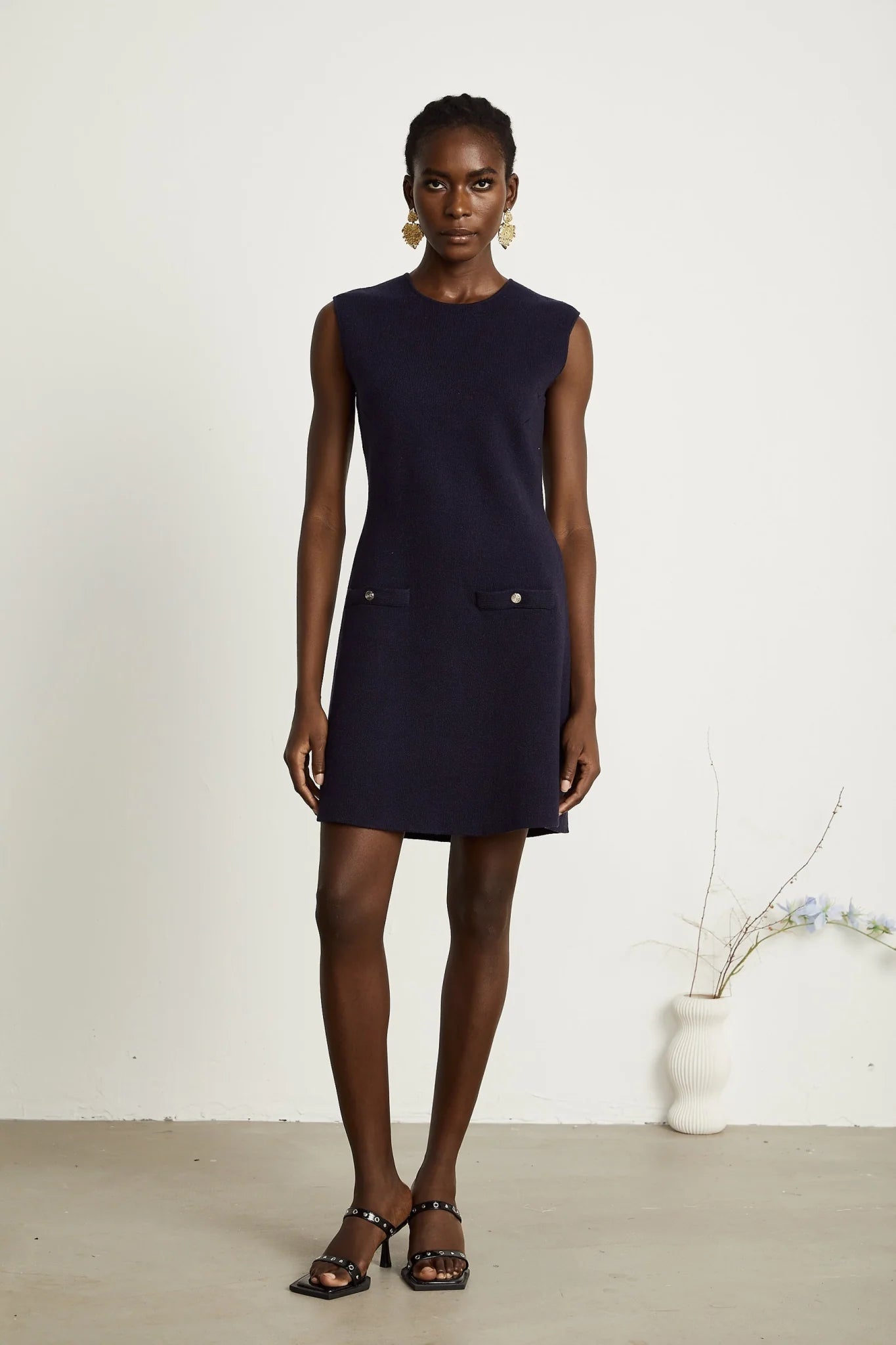 Mariarosa Top & Dress Dark Blue Knitted Matching Set