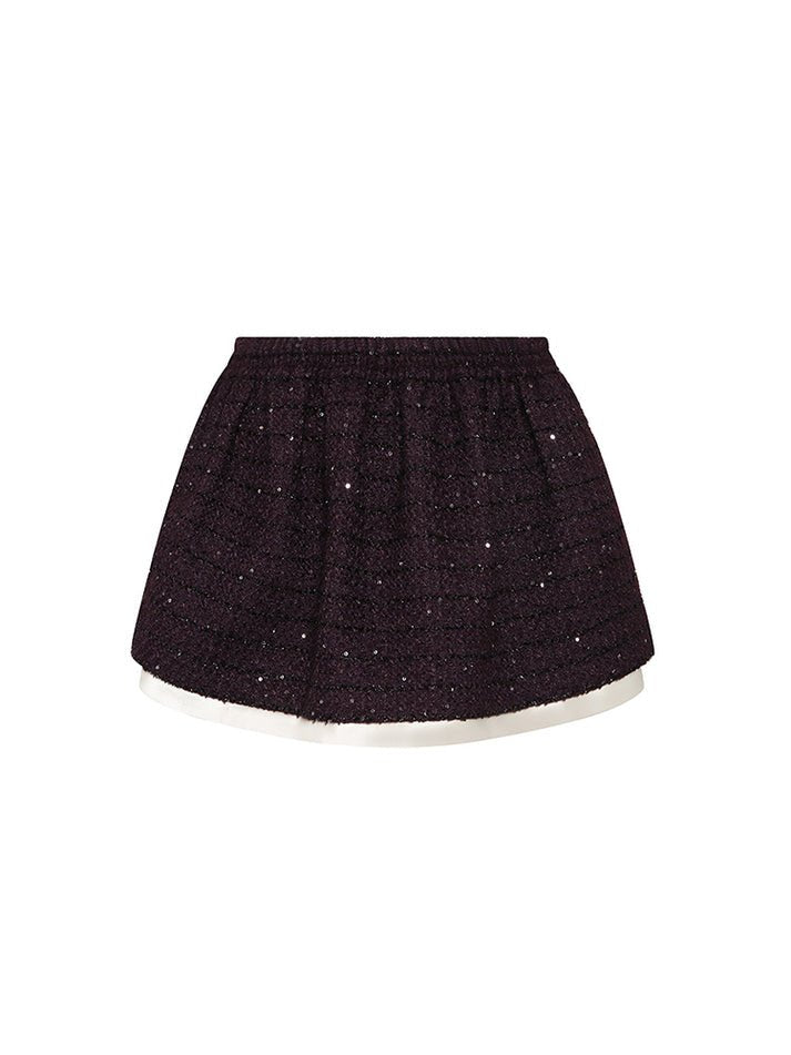 Mariateresa Skirt - Classic Skater Silhouette Style - Elastic Waistband Fit - Texture And Warmth From Polyester And Wool Fabric - Premium Quality