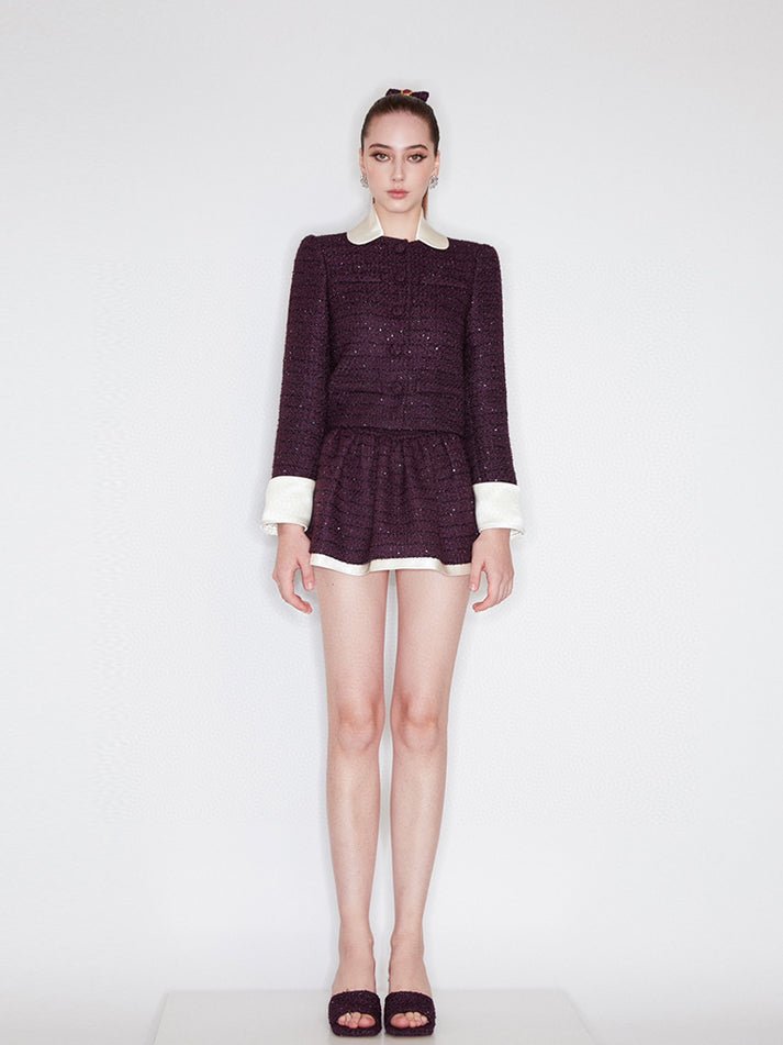 Mariateresa Skirt - Classic Skater Silhouette Style - Elastic Waistband Fit - Texture And Warmth From Polyester And Wool Fabric - Premium Quality