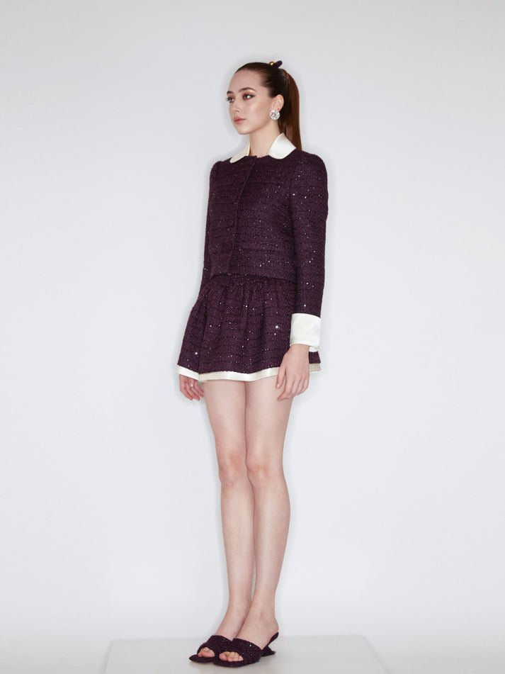 Mariateresa Skirt - Classic Skater Silhouette Style - Elastic Waistband Fit - Texture And Warmth From Polyester And Wool Fabric - Premium Quality