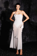 Mariateresa White Maxi Dress with Strapless Silhouette and High Slit