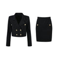 Mariella Jacket & Skirt Black Waffle Knit Set