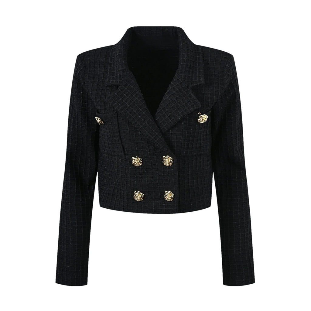 Mariella Jacket & Skirt Black Waffle Knit Set