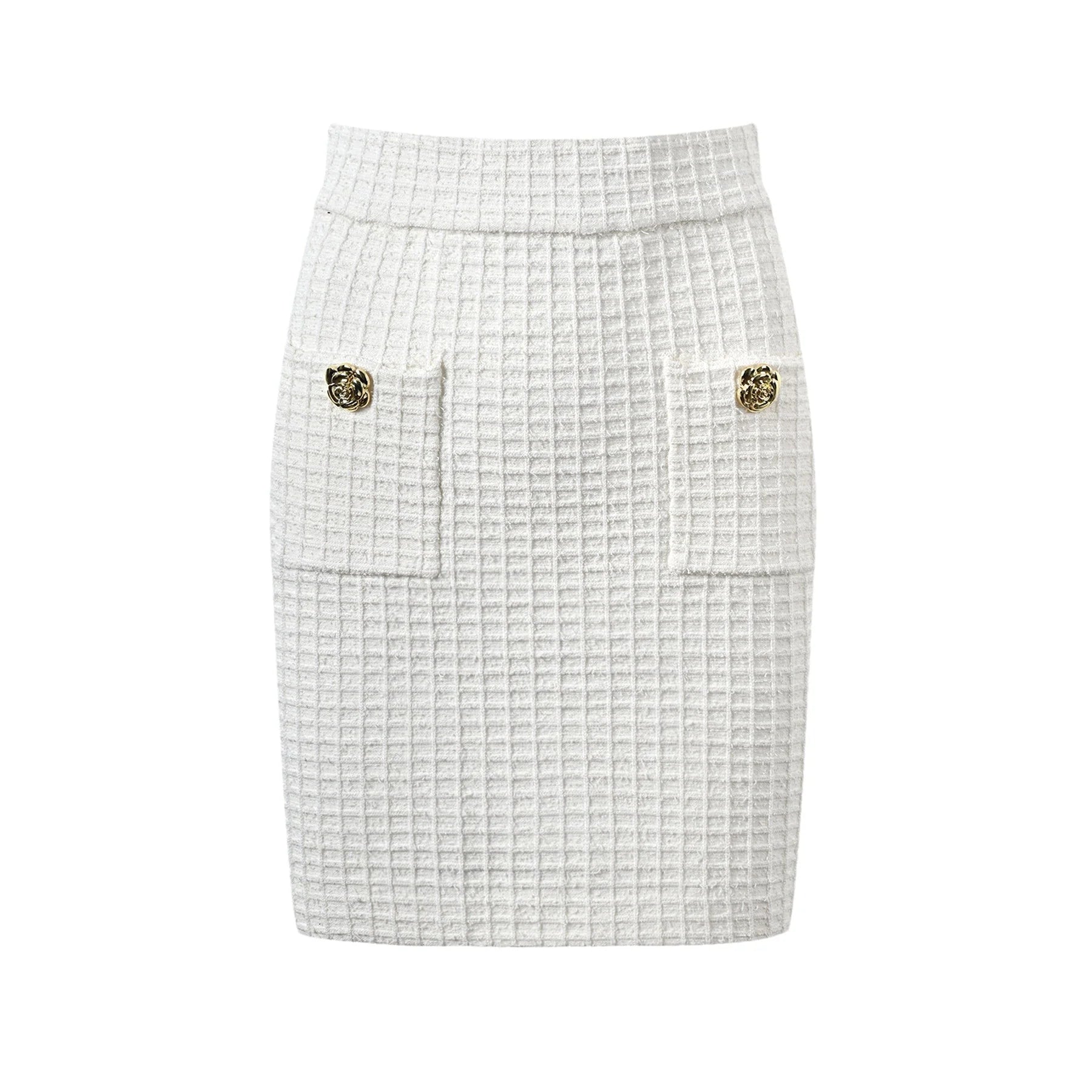 Mariella Jacket & Skirt White Waffle Knit Set