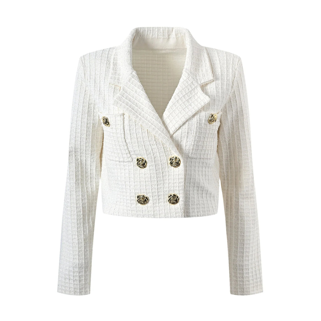 Mariella Jacket & Skirt White Waffle Knit Set
