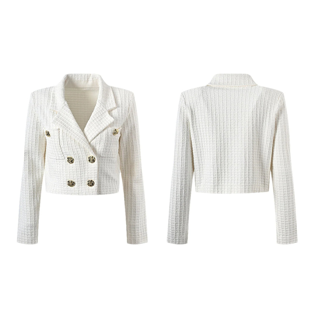 Mariella Jacket & Skirt White Waffle Knit Set