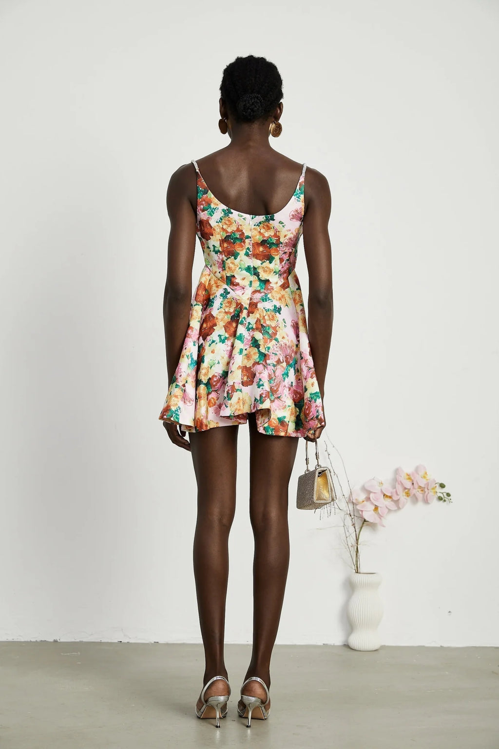 Marina Mini Dress Floral ALine Square Neck Chic