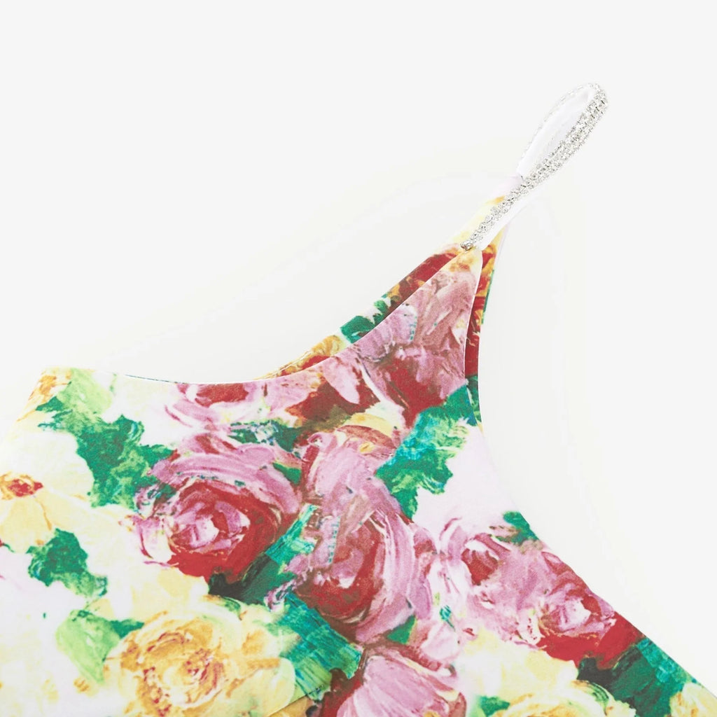 Marina Mini Dress Floral ALine Square Neck Chic