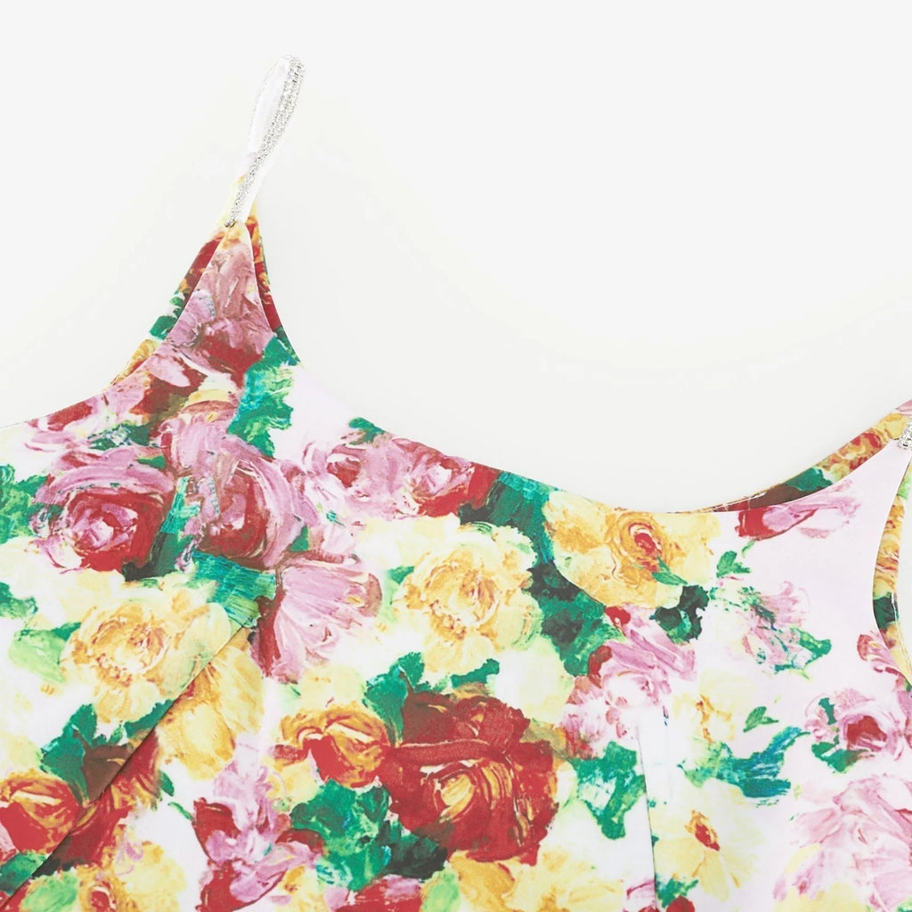 Marina Mini Dress Floral ALine Square Neck Chic