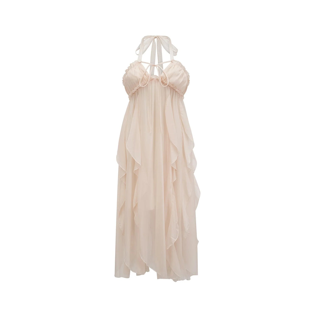 Mariuccia Halter Neck A - Line Midi Dress