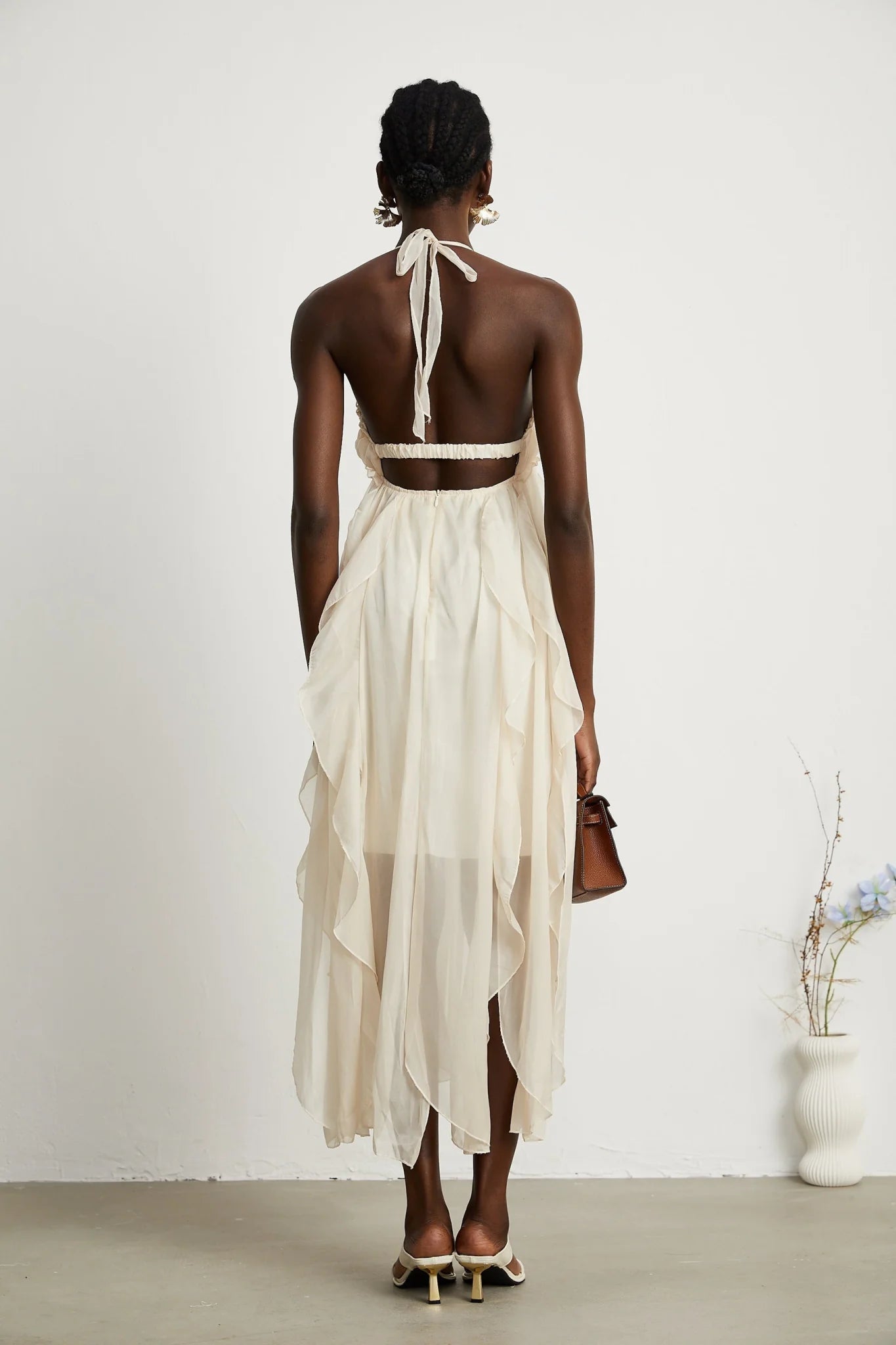 Mariuccia Halter Neck A - Line Midi Dress