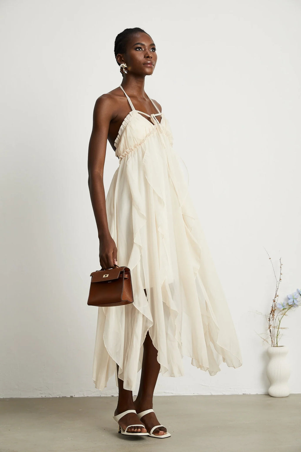 Mariuccia Halter Neck A - Line Midi Dress