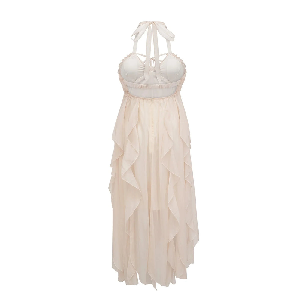 Mariuccia Halter Neck A - Line Midi Dress