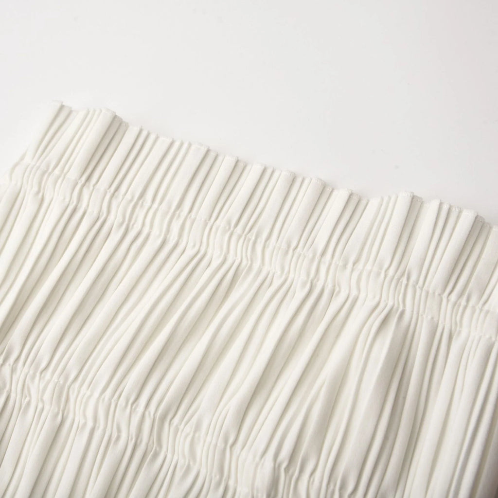 Mariuccia Skirt & Top Set White Pleated Open Back & Slit