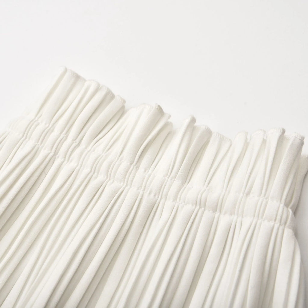 Mariuccia Skirt & Top Set White Pleated Open Back & Slit