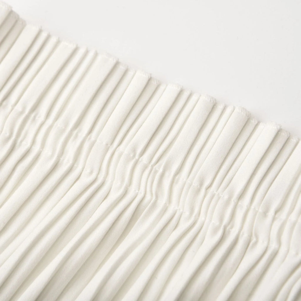 Mariuccia Skirt & Top Set White Pleated Open Back & Slit