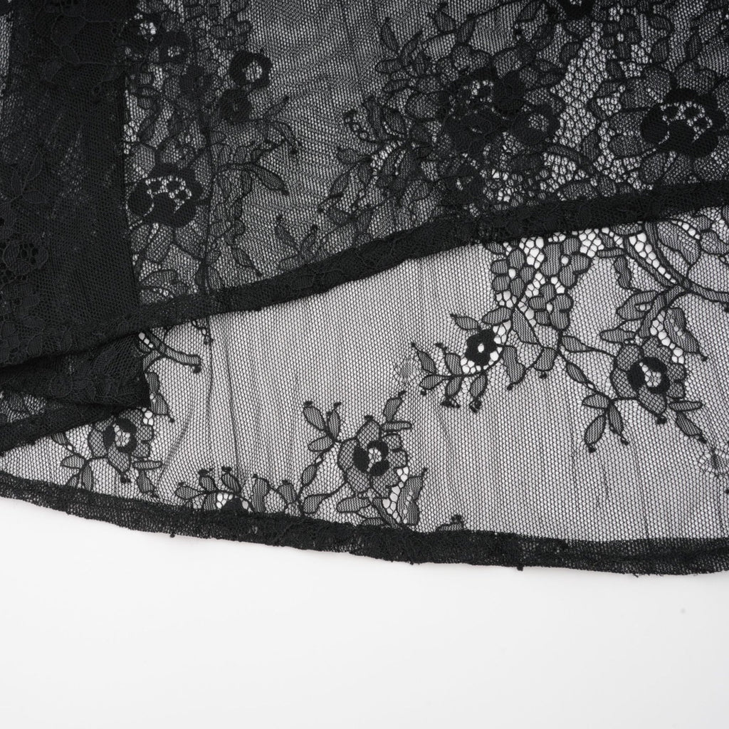 Marta Maxi Dress in Black - Asymmetrical Crossover Style with Lace Overlay & Crystal Embellishments