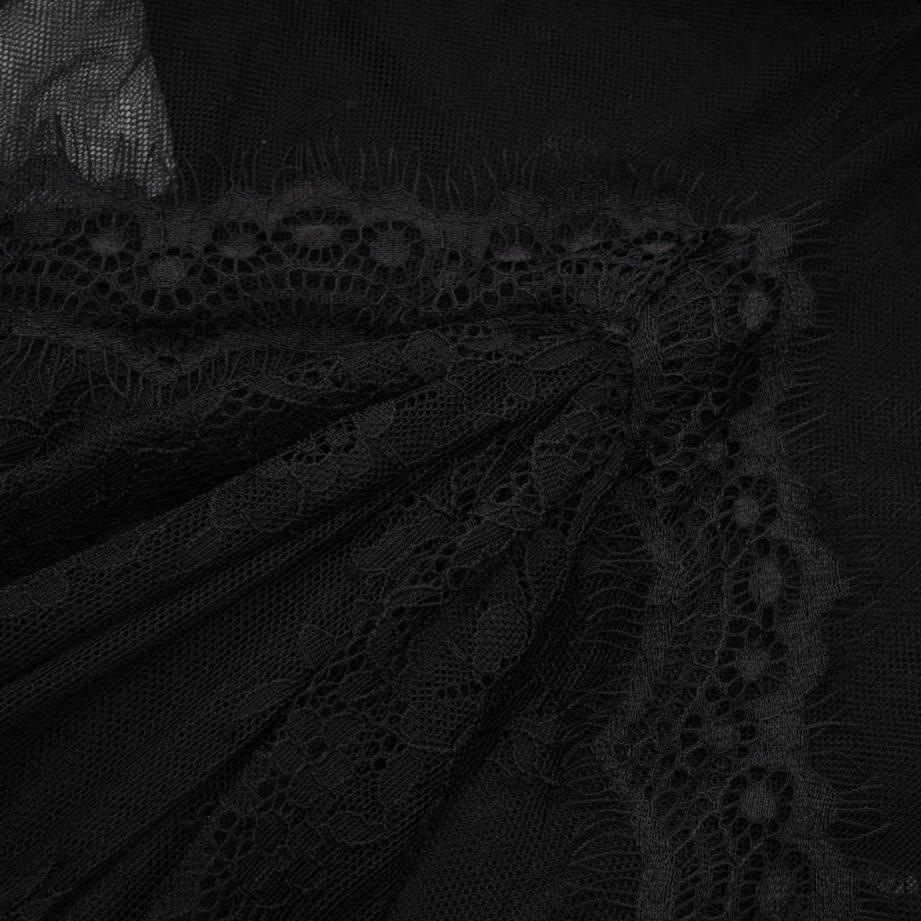 Marta Maxi Dress in Black - Asymmetrical Crossover Style with Lace Overlay & Crystal Embellishments