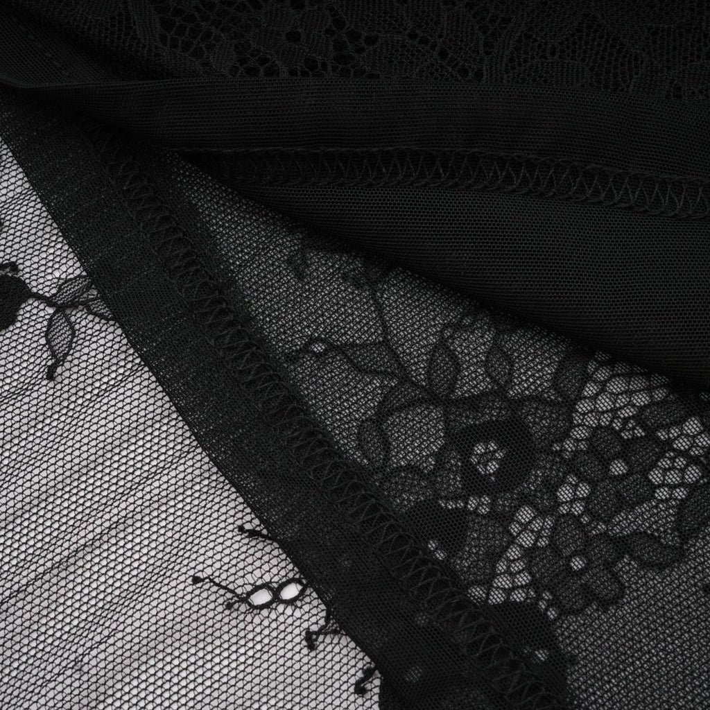 Marta Maxi Dress in Black - Asymmetrical Crossover Style with Lace Overlay & Crystal Embellishments