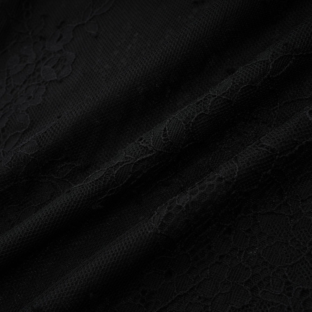 Marta Maxi Dress in Black - Asymmetrical Crossover Style with Lace Overlay & Crystal Embellishments
