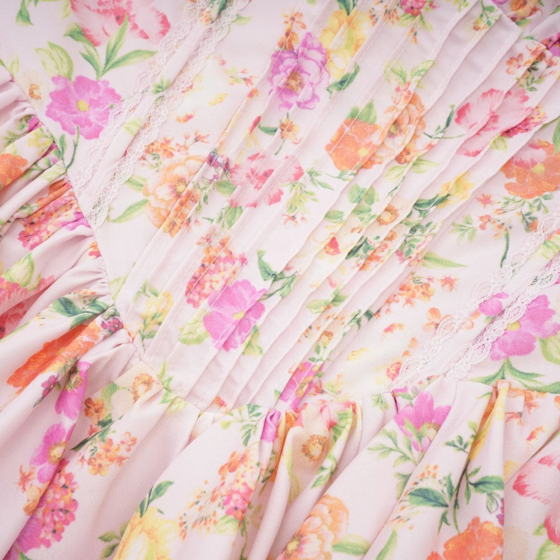 Marta Mini Dress Pink Floral Corset Pleat Tie Zip